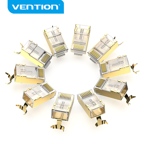 Vention RJ45 разъем Cat8 RJ45 8P8C модульный Ethernet кабель Cat 8 FTP разъем позолоченный RJ45 обжимной сетевой кабель Cat8 ► Фото 1/6