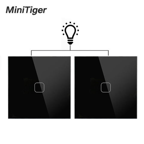 Настенный сенсорный выключатель Minitiger европейского стандарта, 1 клавиша, 2 канала, настенный выключатель с сенсорным экраном, прозрачная сте... ► Фото 1/6