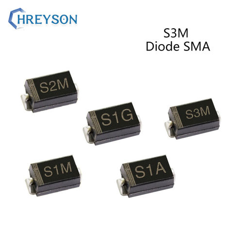 50 шт. SMD выпрямительный диод S1A S3M S1D S1G S2M S1M 3A с алюминиевой крышкой, 50В 100V 200V 400V 600V 800V 1000V DO-214AC SMA ► Фото 1/6