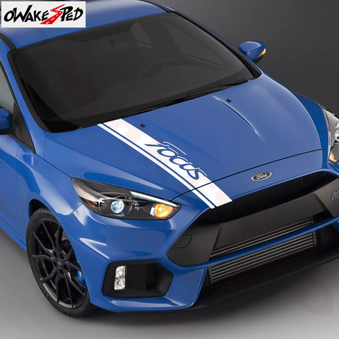 Автомобильный капот в полоску наклейка для-Ford Focus 2 3 MK2 MK3 Спортивные Полосы Виниловые наклейки Авто Сделай Сам крышка двигателя Декор стикер s ► Фото 1/6