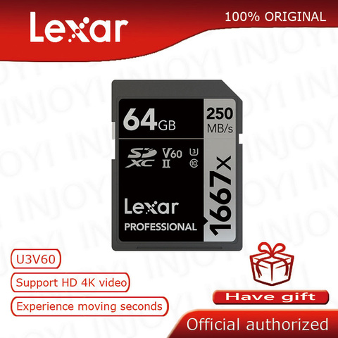 Карта памяти Lexar, оригинальная карта памяти SD 32 ГБ, 1000x 150 МБ/с./с, 128 ГБ, 16 ГБ, 64 ГБ, карта SD Class10, карта памяти U3, SDHC, SDXC ► Фото 1/6
