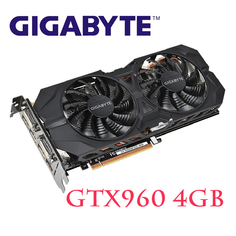 Видеокарты GIGABYTE GTX 960 4 Гб 128 бит GDDR5 GPU видеокарта для NVIDIA Geforce GV-N960WF2OC-4GD Hdmi Dvi б/у ► Фото 1/6