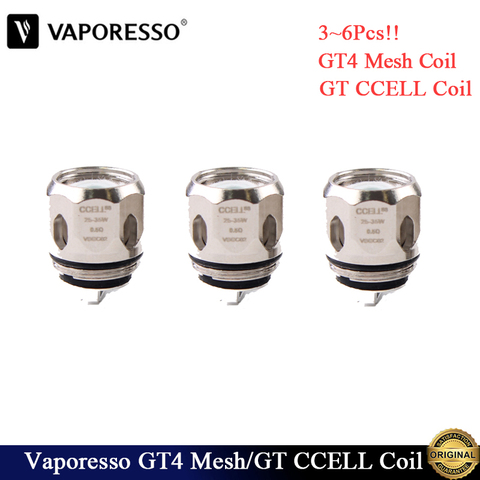 3 ~ 6 шт./лот оригинальный Vaporesso GT4 сетчатая катушка 0,15 Ом GT CCELL катушка 0,5 Ом для NRG PE Tank Swag 2 комплект электронной сигареты вейп ► Фото 1/4