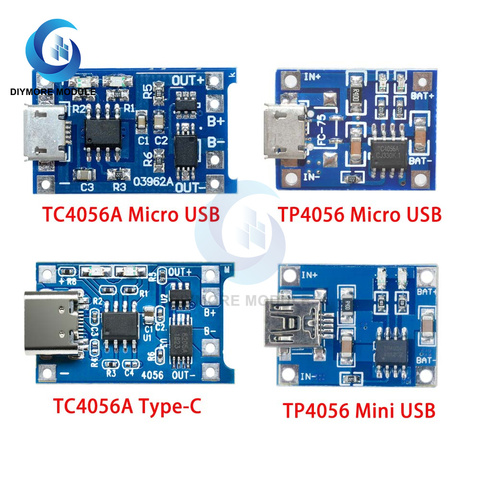 Зарядная плата TC4056A TP4056, 5 В, 1 А, Micro USB, Type-C, 18650 литий-ионный аккумулятор, с защитной печатной платой для Arduino, для самостоятельной сборки ► Фото 1/6
