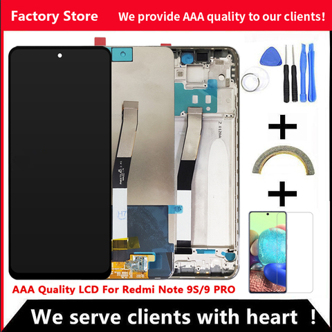 ЖК-дисплей с рамкой для Xiaomi Redmi Note 9 Pro, 10 точек касания, качество AAA, 6,67 дюйма ► Фото 1/6