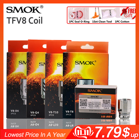 Оригинальная головка спирали SMOK TFV8 X4 T10 V8 T8 T6 Q4 RBA, сопротивление сердечника электронной сигареты для испарителя V8 Cloud Beast ► Фото 1/6