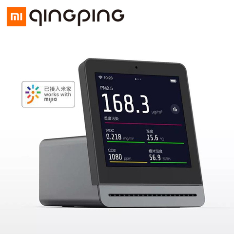 Детектор воздуха Xiaomi Qingping, детектор воздуха с сенсорным IPS экраном, с мобильным сенсорным управлением, работает с приложением Mijia Pm2.5, для помещений и улицы ► Фото 1/6