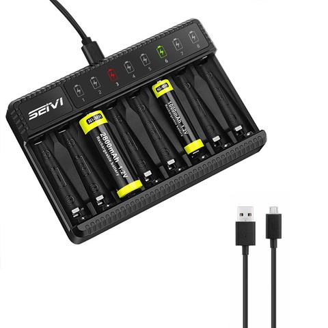 Интеллектуальное зарядное устройство AA AAA 8 слотов с USB-кабелем для перезаряжаемых Ni-MH батарей AA/AAA 8-канальный ► Фото 1/1