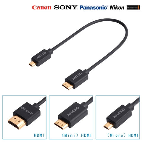 Мини микро HDMI ультратонкий одиночный стабилизатор Zhiyun DJI передача изображений мини микро HDMI ультракороткий тонкий шнур 4K60P ► Фото 1/4