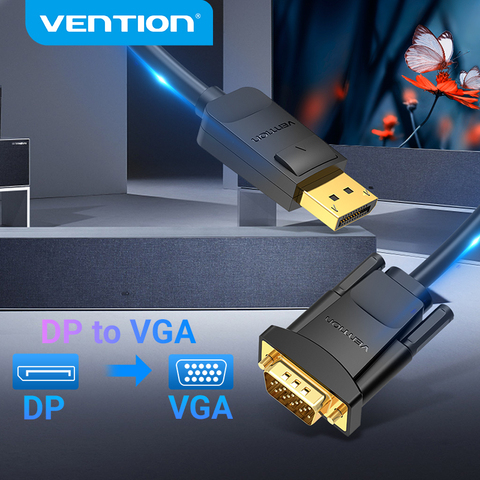 Vention Display port to VGA Cable 1080P DP to VGA конвертер Male to Male для ноутбука Проектор Монитор Display Port to VGA Adapter ► Фото 1/6