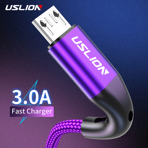 USLION 3M 3A Micro USB для подключения кабеля к кабелю для Xiaomi Redmi HTC USB Быстрая Зарядка телефона зарядный кабель для Samsung Android телефон зарядное устройство ► Фото 1/6