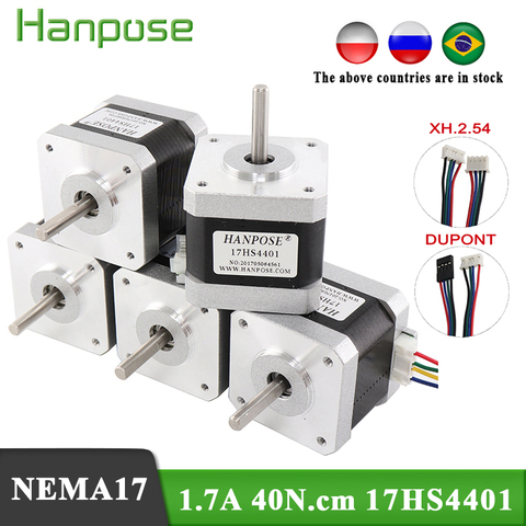 Бесплатная доставка, 5 шт., 4-свинцовый шаговый двигатель Nema17 40 мм, 42 мотора, 1,7 А, 17HS4401 для двигателя 3D-принтера и CNC XYZ ► Фото 1/6