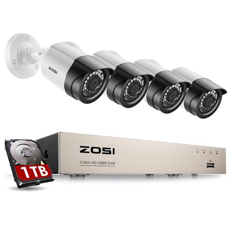 Система охранной камеры ZOSI 8CH 1080p H.265 + TVI CCTV DVR с 4x2,0 МП комплекты камер безопасности домашняя система видеонаблюдения ► Фото 1/6