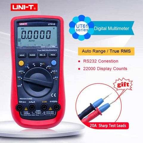 UNI-T Цифровой мультиметр UT61A/B/C/D/E; Переменный ток постоянного тока ом метр; Емкость Частота диода непрерывность зуммер тест данных удержание ► Фото 1/6