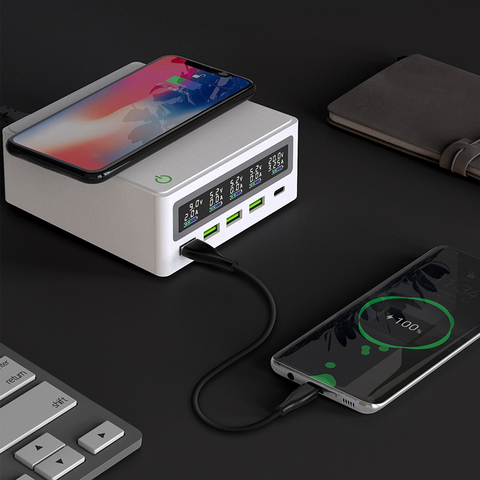 ILEPO 110 Вт Беспроводная зарядка USB C зарядное устройство Быстрая зарядка для Macbook Pro iPhone Samsung QC PD3.0 PD USB-C Type C Быстрая зарядка USB ► Фото 1/6