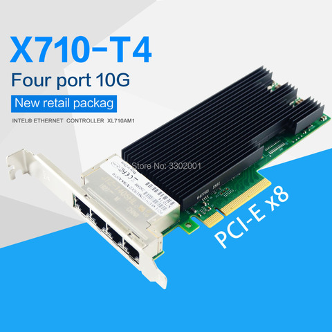 Чип Intel XL710AM1, 10 ГБ, сетевая карта Nic Ethernet, четырехпортовая плата PCI-Express, сетевая карта, адаптер, совместим со стандартами стандарта флешки ► Фото 1/4