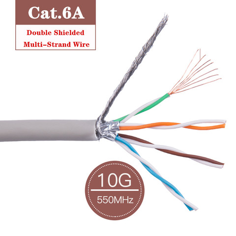 Cat6A двойной экранированный многожильный провод 10G SFTP сеть витая пара CAT 6A RJ45 патч-корд для ноутбуков Ethernet-кабель RJ 45 20 м ► Фото 1/6