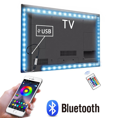 1 м 2 м 3 м 4 м 5 м светодиодная подсветка для телевизора 5 в USB Bluetooth RGB неоновая подсветка умная светодиодная полоса светильник для телевизора HDTV фоновое украшение освещение ► Фото 1/6