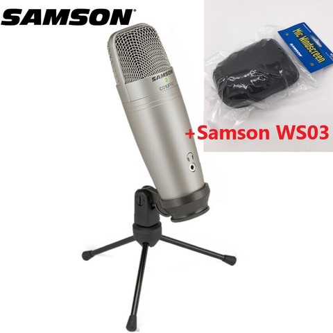 Оригинальный конденсаторный микрофон Samson C01U Pro, USB, с мониторингом в режиме реального времени, для вещания и записи, подарок с губкой от ветра ► Фото 1/1