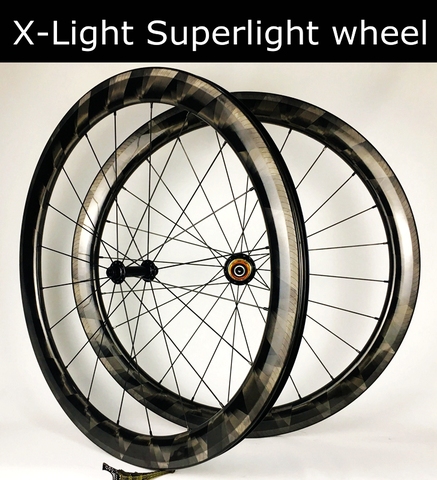 Только 1289g XLight Carbon wheelset бескамерные колеса 30/35/38/45/50/1420 мм дорожный велосипед 700C колеса Новый тормоз XWeave столб спицы ► Фото 1/6