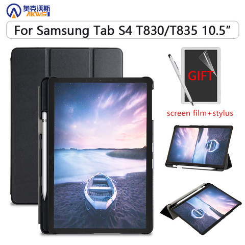 Тонкий чехол для Samsung Galaxy Tab S4, с карандашом для планшета, чехол для Galaxy Tab 10,5 2022 SM-T830/T835, защитная кожа ► Фото 1/6