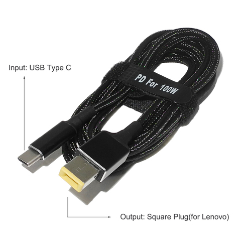100 Вт Тип C USB C кабель для быстрой зарядки Шнур DC адаптер питания конвертер для Lenovo Thinkpad 20V 2.25A 3.25A 4.5A зарядное устройство для ноутбука ► Фото 1/6