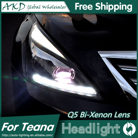 AKD автостайлинг для Nissan Teana светодиодный ные фары 2008-2012 Altima светодиодный ные фары DRL Биксеноновые линзы дальний и ближний свет парковка ► Фото 1/6