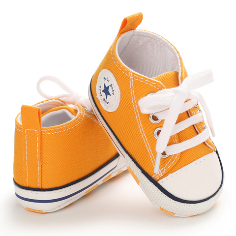 Детская обувь для мальчиков и девочек, яркая хлопковая мягкая нескользящая подошва, обувь для новорожденных, начинающих ходить, Повседневная холщовая обувь для малышей, детской кроватки ► Фото 1/6