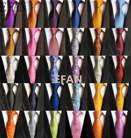 Галстук для мужчин 8 см, 100% Шелковый галстук, роскошный классический однотонный клетчатый галстук в горошек, деловые галстуки для шеи, мужской костюм, галстук для свадебной вечеринки ► Фото 1/6