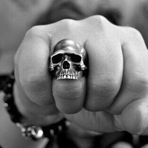 Мужское металлическое кольцо в стиле панк, массивное вечерние ЦО с черепом в готическом стиле, Размер 7-13 ► Фото 1/5