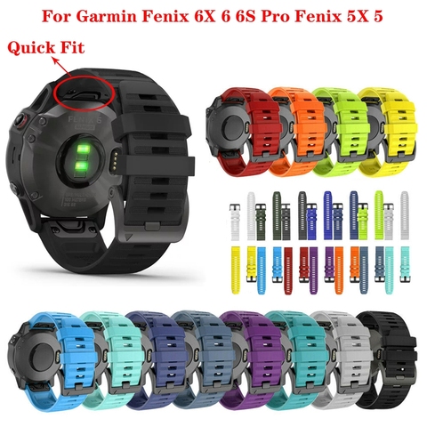 26 22 мм быстросъемный ремешок для часов Garmin Fenix 6X 6 6S Pro Quick Fit Силиконовый ремешок для наручных часов Garmin Fenix 5 5X 5S ► Фото 1/5
