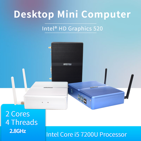 Новинка 2022, безвентиляторный мини-ПК HYSTOU Wind 10 Intel NUC Core i5 i3 i7 Celeron 2955U, микронастольный компьютер X86, неттоп ► Фото 1/6