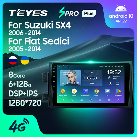 TEYES SPRO Plus Штатная магнитола For Сузуки SX4 1 For Suzuki SX4 1 2006 - 2014 For Fiat Sedici 2005 - 2014 Android 10, до 8-ЯДЕР, до 4 + 64ГБ 2DIN автомагнитола 2 DIN DVD GPS мультимедиа автомобиля головное устройство ► Фото 1/6