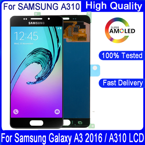 Оригинальный ЖК-дисплей 4,7 дюйма A3 2016 Super AMOLED для SAMSUNG Galaxy A3 2016 A310 A310F A3100 сенсорный экран дигитайзер в сборе ► Фото 1/1