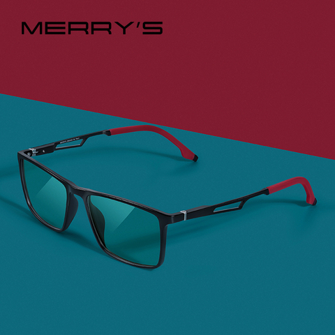 MERRYS дизайнерские мужские анти-голубые лучи световые блокирующие очки UV400 очки для компьютера Алюминиевые ножки с силиконовыми дужками S2270 ► Фото 1/6
