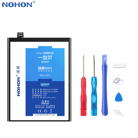 Новый оригинальный аккумулятор NOHON BLP613 BLP633 BLP637 для OnePlus 3 3T 5 5T, мобильный телефон, сменная батарея, большой емкости, бесплатные инструменты ► Фото 1/6