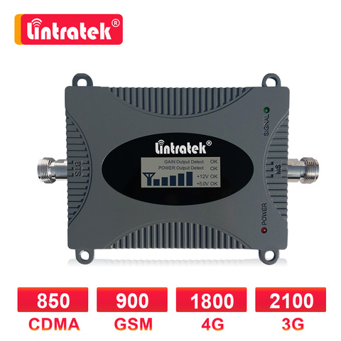 Усилитель сотовой связи Lintratek DCS 1800 МГц 4G, усилитель сигнала, репитер GSM 2G 900 3G 4G 1800 2100, стандарт Интернета, голосовой ЖК-дисплей ► Фото 1/6