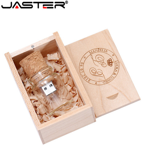 JASTER USB 2,0, новинка, флеш-накопитель для бутылки с памятью, стекло, дрейф, usb флеш-накопитель из дерева, 4 ГБ, 16 ГБ, 32 ГБ, 64 ГБ, 1 шт., бесплатный логот... ► Фото 1/6