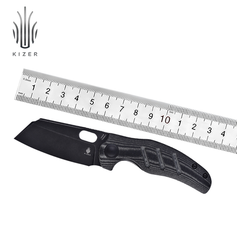 Складной нож Kizer V3488C5 C01C Mini, новинка 2022, Черное лезвие 154 см и ручка из микрокарты с отверстием для большого пальца, нож для повседневного использования ► Фото 1/6