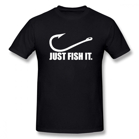 Забавная рыболовная футболка с надписью Love, Мужская забавная футболка с надписью Just Fish It, футболки с короткими рукавами в стиле хип-хоп, большие размеры, хлопковые футболки с круглым вырезом ► Фото 1/6