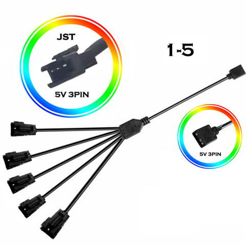 Кабель-адаптер M/B RGB AURA SYNC JST SM, передача на 12 В 4 контакта RGB и 5 в 3 контакта ARGB, JST-3P SM3P SM4P EL Wire Cord, мужской/женский ► Фото 1/4