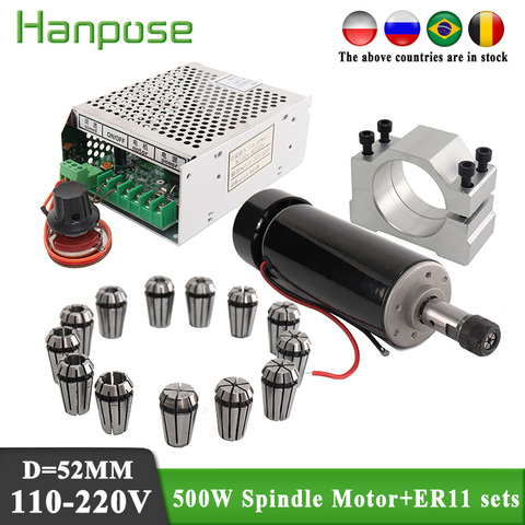 Шпиндель воздушного охлаждения DC мотор + мощность + CNC ER11 цанговый 500 Вт для 3D принтера монитора оборудования ► Фото 1/6