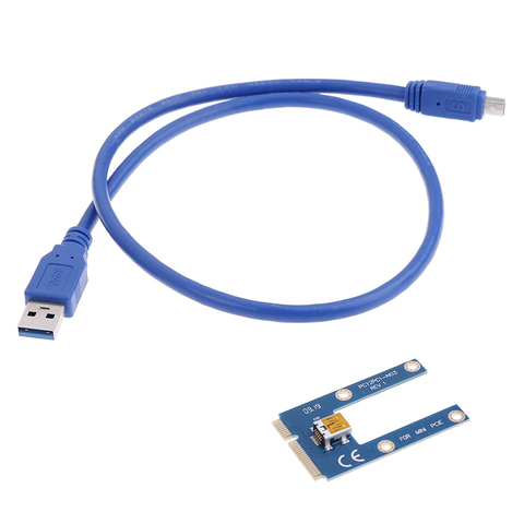 USB 3,0 Mini PCI-E к PCIe PCI Express 1x до 16x расширитель Райзер карта адаптер Удлинительный кабель для майнинга биткоинов BTC 60 см ► Фото 1/6