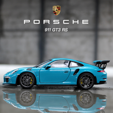 Welly 1:24 Porsche 911 GT3 RS синий автомобильный брелок для автомобильных ключей, имитационная модель автомобиля украшение для дома подарок игрушка Ли... ► Фото 1/6