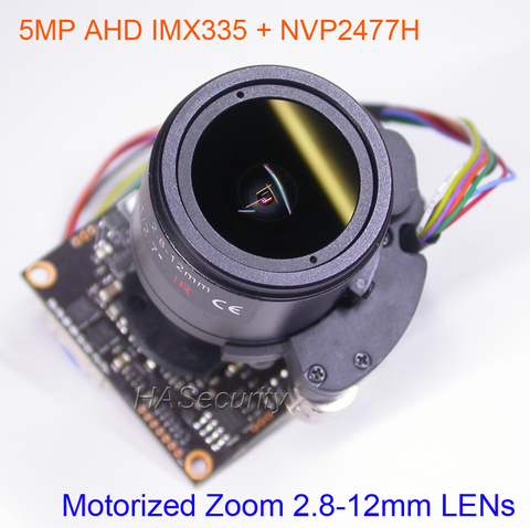 AHD 5.0MP / 4MP моторизованный 2,8-12 мм зум и фокус объектив 1/2.8 Sony STARVIS IMX335 CMOS NVP2477 плата модуля камеры видеонаблюдения + кабель OSD ► Фото 1/6