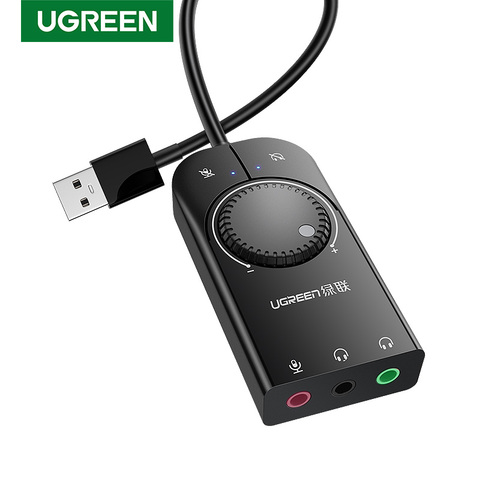 Внешняя звуковая карта Ugreen, USB аудио интерфейс, 3,5 мм выход для микрофона, аудио адаптер, звуковая карта для ноутбука PS4 гарнитура USB ► Фото 1/6
