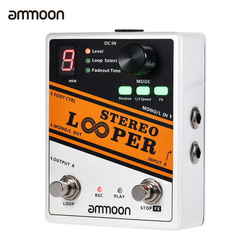 Ammoon STEREO LOOPER Loop Record гитарная педаль эффектов 10 независимых петель Max10min запись времени гитарная педаль аксессуары для гитары ► Фото 1/6