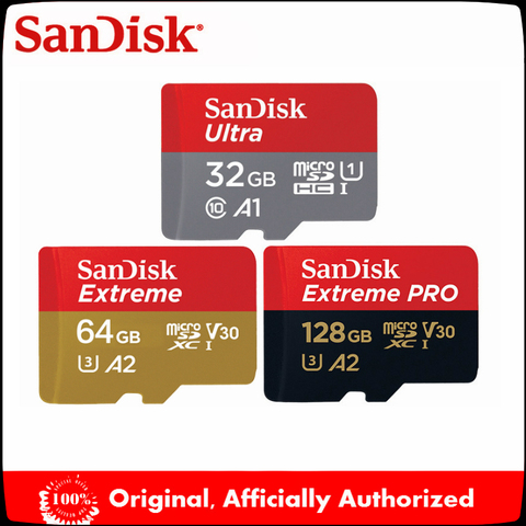 Карта памяти SanDisk Micro SD 128 ГБ A1 16 ГБ 32 ГБ 64 Гб 256 ГБ EXTREME PRO U3 A2 4K карта памяти TF флэш-карты microsd ► Фото 1/6