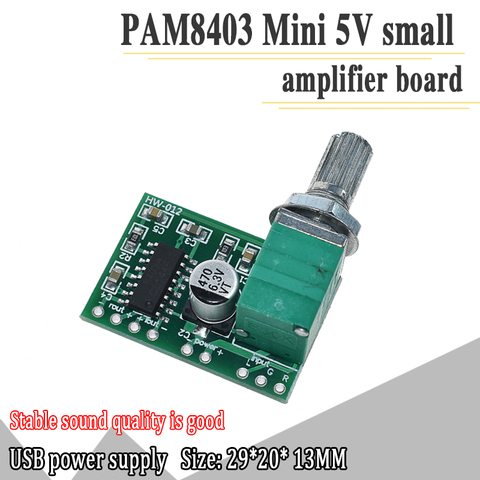 Плата аудиоусилителя мощности PAM8403 5 В, 2 канала, 3 Вт, управление громкостью/Питание от USB ► Фото 1/6