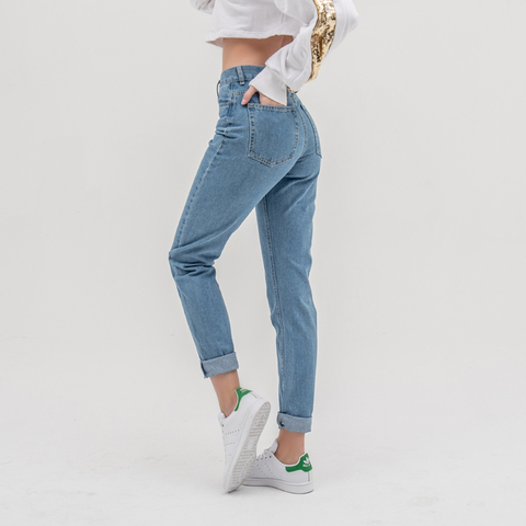 Luckinyoyo брюки джинсы женские джинсы с высокой талией большие размеры джинсы мом джинсы бананы джинсы бойфренды широкие джинсы высокая талия ... ► Фото 1/6